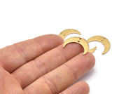 Brass Moon Charm, 24 Raw Brass Crescent Moon Charms With 2 Holes, Findings, Connectors (21x6x1mm) D1132
