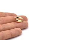 Gold Shell Earring, 2 Gold Plated Brass Cowrie Shell Stud Earrings With 1 Loop, Findings (20x11mm) N0910