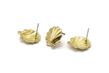 Brass Shell Earring, Raw Brass Sea Shell Stud Earrings With 1 Loop, Findings (16x14mm) N0912