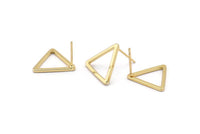 Gold Triangle Earring, 6 Gold Plated Brass Triangle Stud Earrings (17x1.2mm) D0108 A1178 Q1083