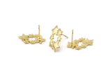 Gold Star Earring, 4 Gold Plated Brass Comet Stud Earrings (18x11x1.5mm) D1383 A1414