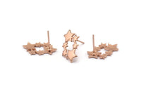 Rose Gold Star Earring, 4 Rose Gold Plated Brass Comet Stud Earrings (18x11x1.5mm) D1383 A1414