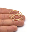 Gold Eye Charm, 2 Gold Plated Brass Eye Charms With 1 Loop, Pendants, Earrings (43x35x1mm) D1313 Q0094