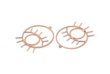 Rose Gold Eye Charm, 2 Rose Gold Plated Brass Eye Charms With 1 Loop, Pendants, Earrings (43x35x1mm) D1313 Q0094