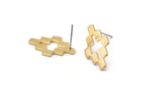 Brass Puzzle Earring, 8 Raw Brass Stud Earrings (12x20x1.2mm) D952 A1258