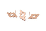 Rose Gold Puzzle Earring, 4 Rose Gold Plated Brass Stud Earrings (12x20x1.2mm) D952 A1258