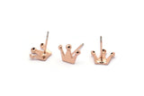 Rose Gold Crown Earring, 6 Rose Gold Plated Brass King Crown Stud Earrings (9x8x0.80mm) D1376 A1409