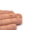 Gold Star Earring, 8 Gold Plated Brass Star Stud Earrings (7mm) D1464