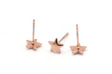 Rose Gold Star Earring, 10 Rose Gold Plated Brass Star Stud Earrings (7mm) D1464