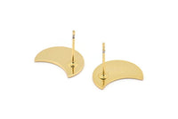 Altın Ay Küpe, 4 Altın Kaplama Pirinç Hilal Ay Küpe (15x8x0,80 mm) D0666 A1325 Q0634