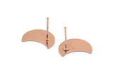 Rose Gold Moon Earring, 4 Rose Gold Plated Brass Crescent Moon Stud Earrings (15x8x0.80mm) D0666 A1325 Q0634