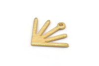 Gold Sun Charm, 6 Textured Gold Plated Brass Sun Charms With 1 Loop (18x15x0.80mm) M02425