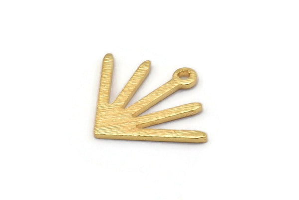 Gold Sun Charm, 6 Textured Gold Plated Brass Sun Charms With 1 Loop (18x15x0.80mm) M02425