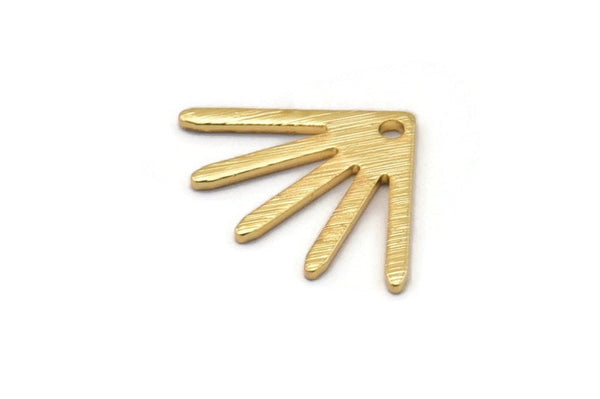 Gold Sun Charm, 6 Textured Gold Plated Brass Sun Charms With 1 Hole (18x13x0.80mm) M02429