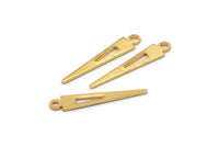 Gold Triangle Charm, 12 Textured Gold Plated Brass Tiny Triangle Charms With 1 Loop, Findings (23x4x0.80mm) M02466