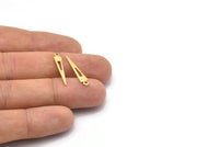 Gold Triangle Charm, 12 Textured Gold Plated Brass Tiny Triangle Charms With 1 Loop, Findings (23x4x0.80mm) M02466