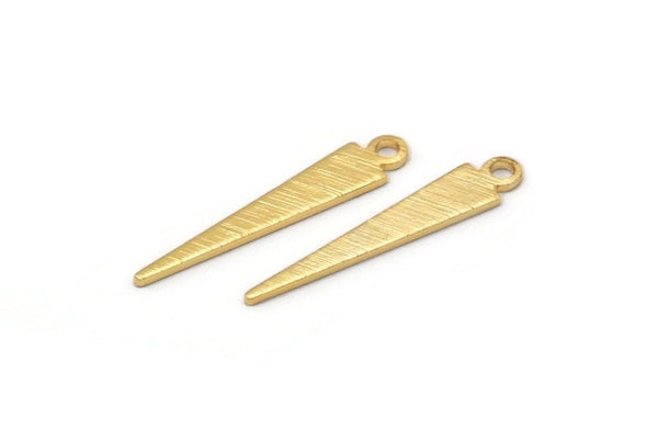 Gold Triangle Charm, 12 Textured Gold Plated Brass Tiny Triangle Charms With 1 Loop, Findings (23x4x0.80mm) M02510