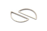 Silver Half Moon, 25 Antique Silver Plated Brass Semi Circle Connectors (10x23x1mm) A1701 H0880