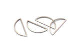 Silver Half Moon, 25 Antique Silver Plated Brass Semi Circle Connectors (10x23x1mm) A1701 H0880