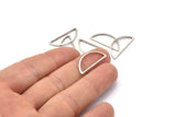 Silver Half Moon, 25 Antique Silver Plated Brass Semi Circle Connectors (10x23x1mm) A1701 H0880
