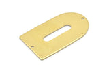 Brass D Shape, 4 Raw Brass D Shape Charms With 2 Hole, Brass Blanks (35x20x0.80mm) M03164