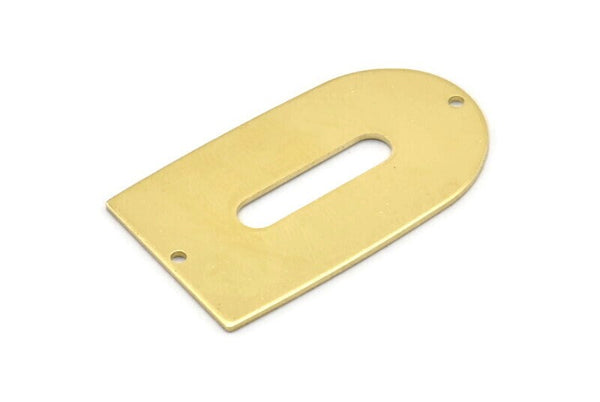 Brass D Shape, 4 Raw Brass D Shape Charms With 2 Hole, Brass Blanks (35x20x0.80mm) M03164