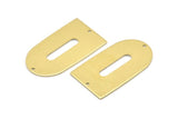 Brass D Shape, 4 Raw Brass D Shape Charms With 2 Hole, Brass Blanks (35x20x0.80mm) M03164