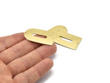 Brass D Shape, 4 Raw Brass D Shape Charms With 2 Hole, Brass Blanks (35x20x0.80mm) M03164