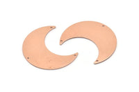 Copper Moon Charm, 4 Raw Copper Moon Crescent Charms With 3 Holes (35x15x0.80mm) M03145