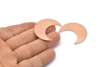 Copper Moon Charm, 4 Raw Copper Moon Crescent Charms With 3 Holes (35x15x0.80mm) M03145