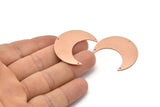 Copper Moon Charm, 4 Raw Copper Moon Crescent Charms With 3 Holes (35x15x0.80mm) M03145