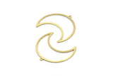 Brass Moon Charm, 4 Textured Raw Brass Moon Crescent Charms With 1 Loop (35x17x0.80mm) M03101