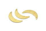 Brass Moon Charm, 8 Textured Raw Brass Crescent Moon Charms With 1 Hole (22x6x0.80mm) M1020
