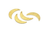 Brass Moon Charm, 8 Textured Raw Brass Crescent Moon Charms With 1 Hole (22x6x0.80mm) M1020