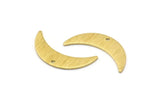 Brass Moon Charm, 8 Textured Raw Brass Crescent Moon Charms With 1 Hole (22x6x0.80mm) M03089