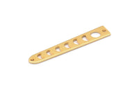 Gold Moon Charm, 6 Textured Gold Plated Brass Moon Phases Charms With 2 Holes (35x6x5x0.80mm) M02348