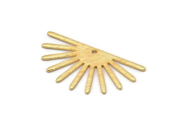 Gold Sun Charm, 4 Textured Gold Plated Brass Sun Charms With 1 Hole (16x30x0.80mm) M02313