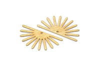 Gold Sun Charm, 4 Textured Gold Plated Brass Sun Charms With 1 Hole (16x30x0.80mm) M02313