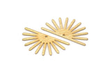 Gold Sun Charm, 4 Textured Gold Plated Brass Sun Charms With 1 Hole (16x30x0.80mm) M02313