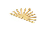 Gold Sun Charm, 4 Textured Gold Plated Brass Sun Charms With 1 Loop And 1 Hole (17x30x0.80mm) M02328