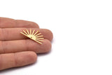 Gold Sun Charm, 4 Textured Gold Plated Brass Sun Charms With 1 Loop And 1 Hole (17x30x0.80mm) M02328