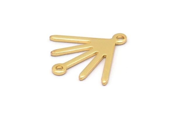 Gold Sun Charm, 8 Gold Plated Brass Sun Charms With 2 Loops (18x17x0.80mm) M02419