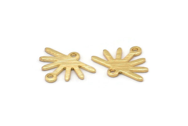 Gold Sun Charm, 8 Textured Gold Plated Brass Sun Charms With 2 Loops (12x15x0.80mm) M02412