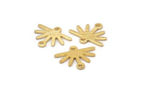Gold Sun Charm, 8 Textured Gold Plated Brass Sun Charms With 2 Loops (12x15x0.80mm) M02412