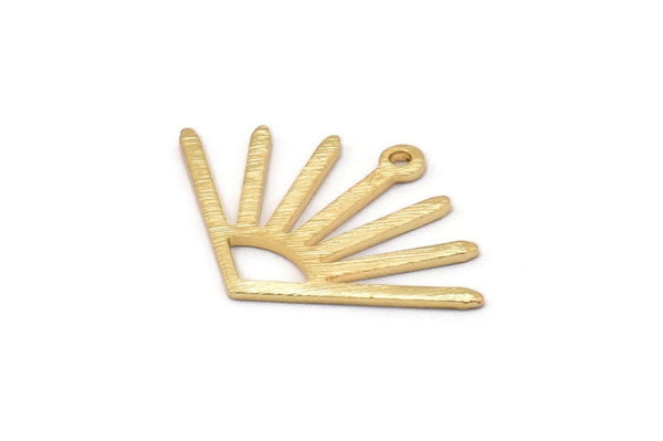 Gold Sun Charm, 4 Textured Gold Plated Brass Sun Charms With 1 Loop (24x17x0.80mm) M02450