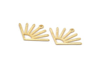 Gold Sun Charm, 4 Textured Gold Plated Brass Sun Charms With 1 Loop (24x17x0.80mm) M02450