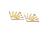 Gold Sun Charm, 4 Textured Gold Plated Brass Sun Charms With 1 Loop (24x17x0.80mm) M02450