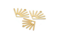 Gold Sun Charm, 4 Textured Gold Plated Brass Sun Charms With 1 Loop (24x17x0.80mm) M02450
