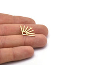 Gold Sun Charm, 4 Textured Gold Plated Brass Sun Charms With 1 Loop (24x17x0.80mm) M02450