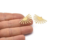 Gold Sun Charm, 4 Gold Plated Brass Sun Charms With 2 Loops (19x30x0.80mm) M02324 H0592